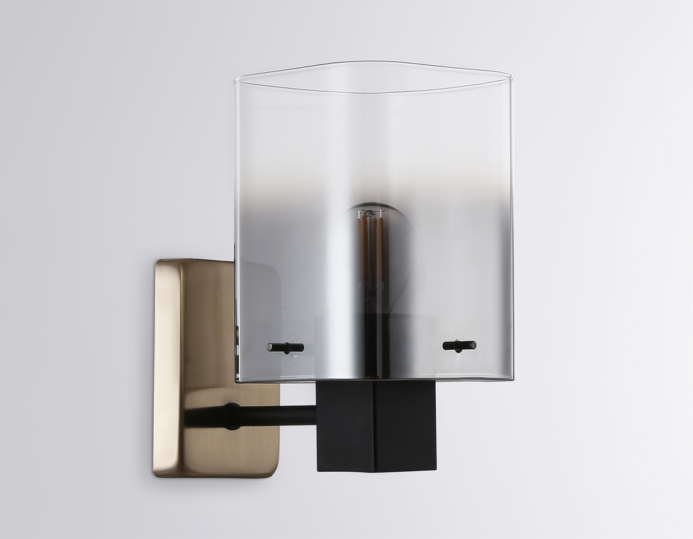 Светильник настенный LH57045 BK/DBS/SM черный/темная латунь/дымчатый E14 max 40W 195*110*185