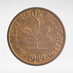 Germany, 5 Pfennigs, 1989, (Stuttgart Mint - "F"), VF