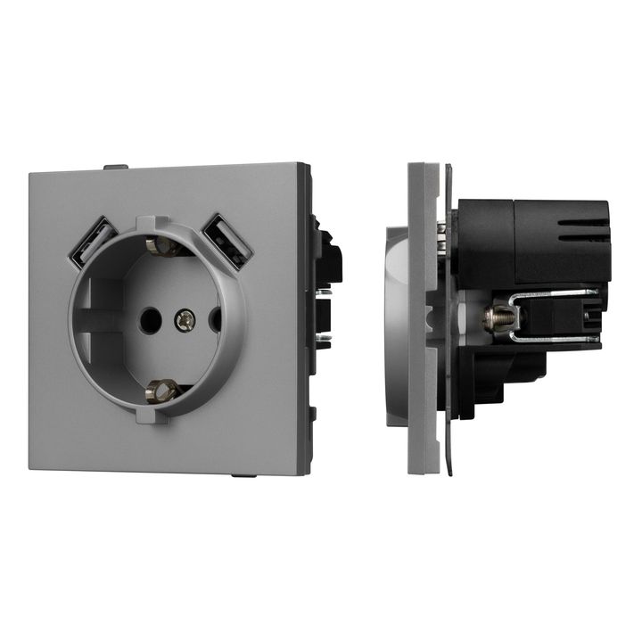Механизм розетки с USB зарядкой SCT-TENDO-MUAA-PL-GR (230V, 16A) Arlight 054084