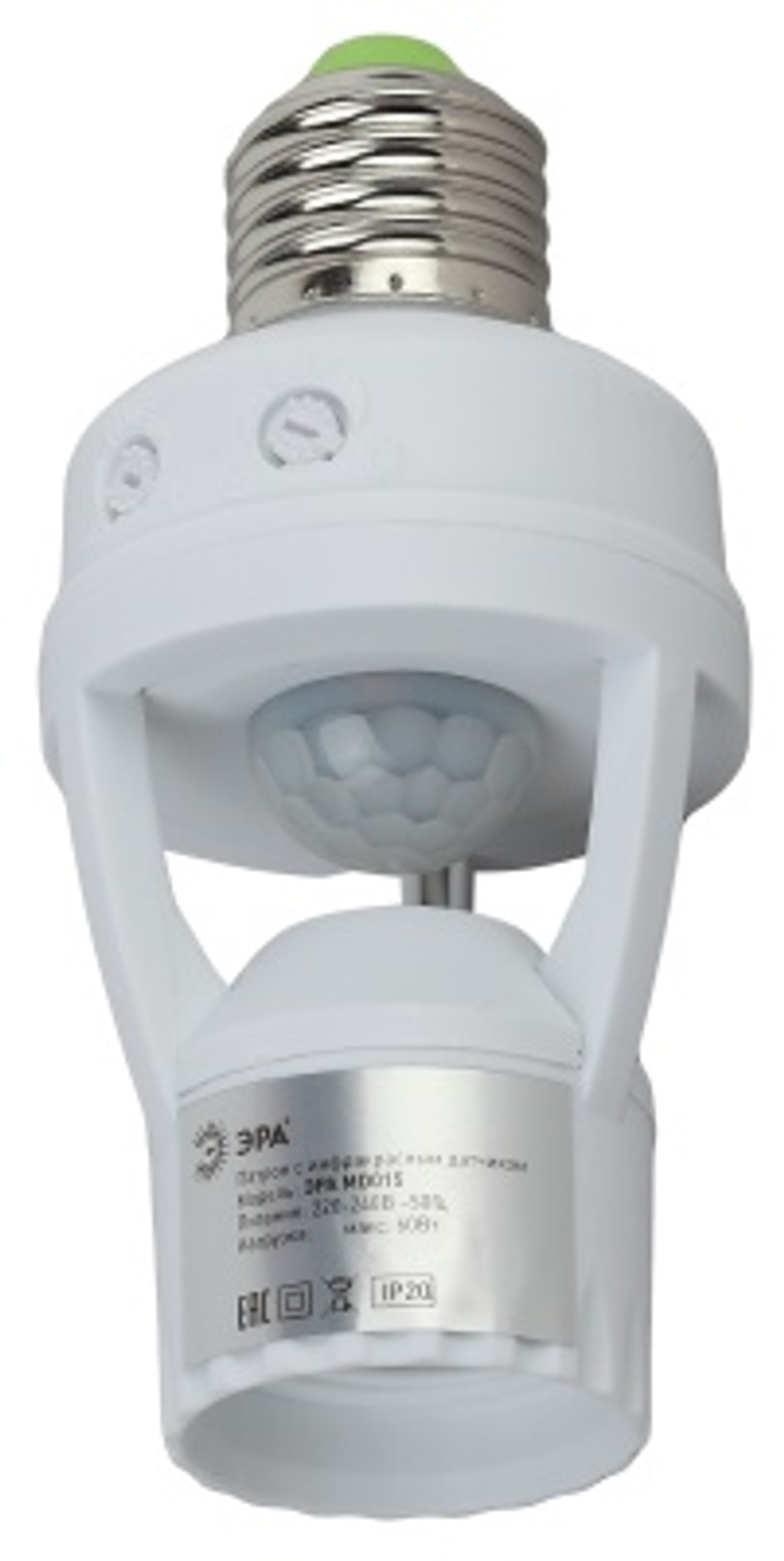 Датчик движения-патрон ЭРА MD15 Е27 60Вт 360гр 6м IP20