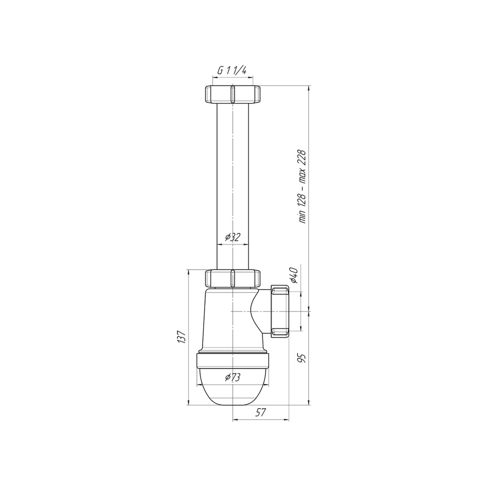 Сифон 1 1/4*40 Ani без горловины C1020 АНИ пласт