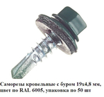 Саморезы кровельные с буром 19х4,8 мм зеленые RAL 6005 (50 шт)
