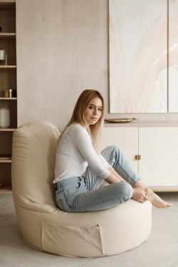 Кресло Комфорт Светло-Бежевое ЭкоКожа (Классический)