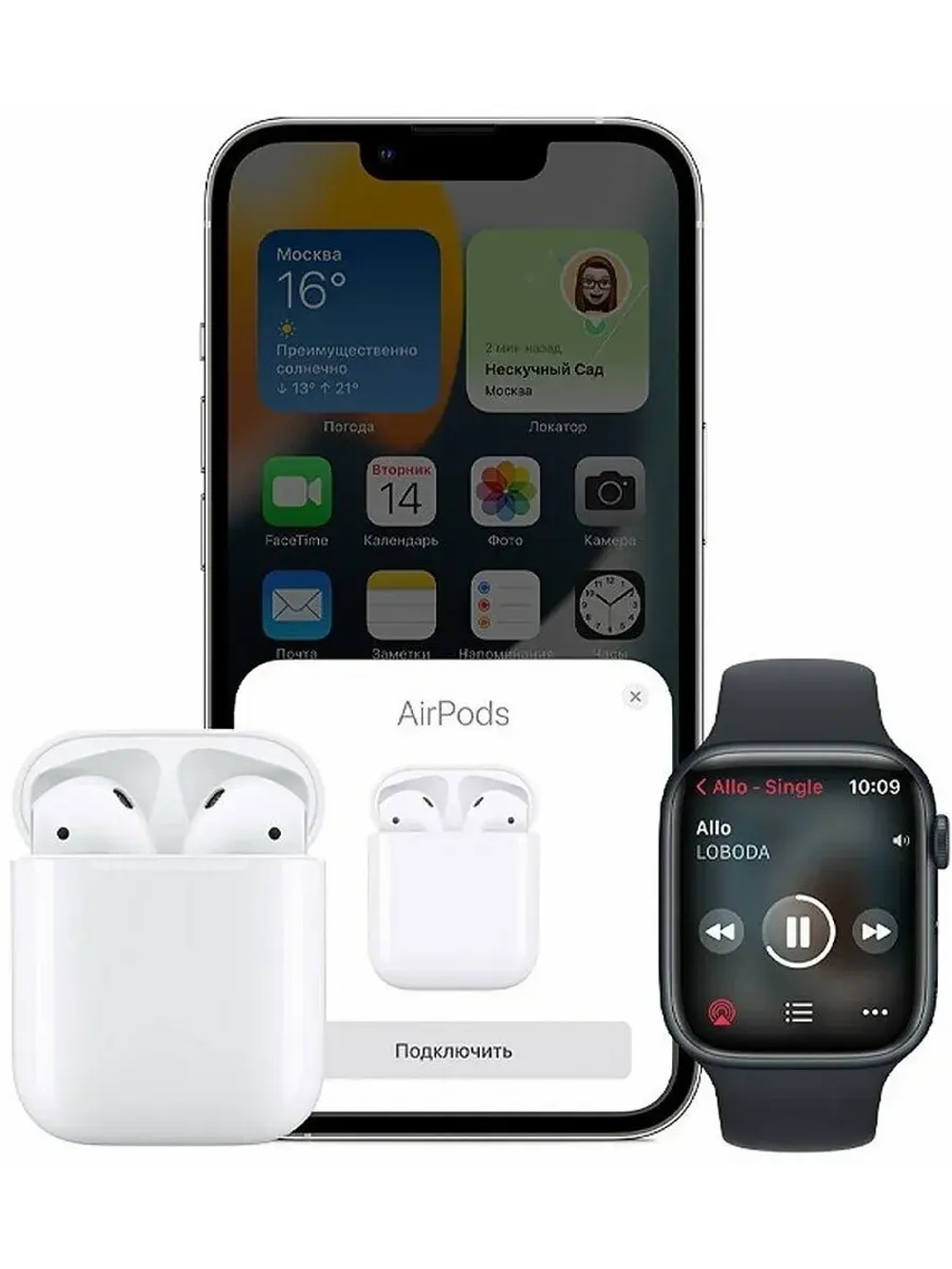 Беспроводные наушники Apple AirPods 2 с зарядным футляром