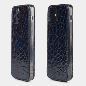 Special order: Чехол для iPhone 12/12Pro из кожи аллигатора, синего цвета