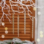 Подвеска «Сверкающая сосулька» 13 см (набор 4 шт), Золото