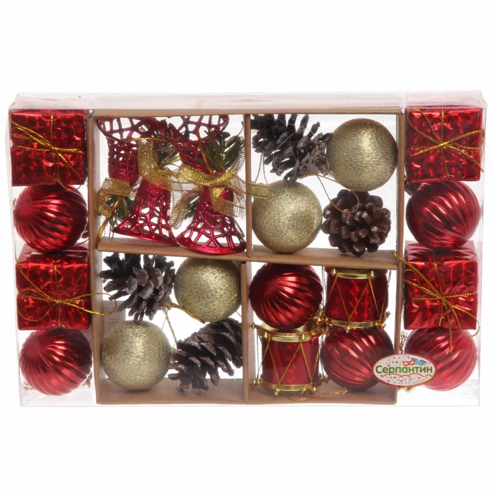 Набор украшений «Сказочное чудо» 3 см (28 предметов),красный