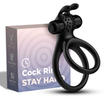 Черное эрекционное виброкольцо с подхватом мошонки Stay Hard (Цвет: черный)