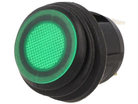 Выключатель влагозащищённый с подсветкой R13-112B-03 зелёный ON-OFF 12V 20A