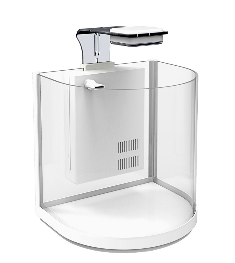 Аквариум дуговой Atman BGT-30 белый, 16 литров, 30,4х23х29см (в комплекте внутренний фильтр, LED све