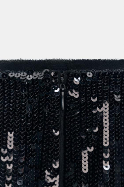 ZARA ДЛИННАЯ ЮБКА С ПАЙЕТКАМИ ZW COLLECTION, ЧЕРНЫЙ