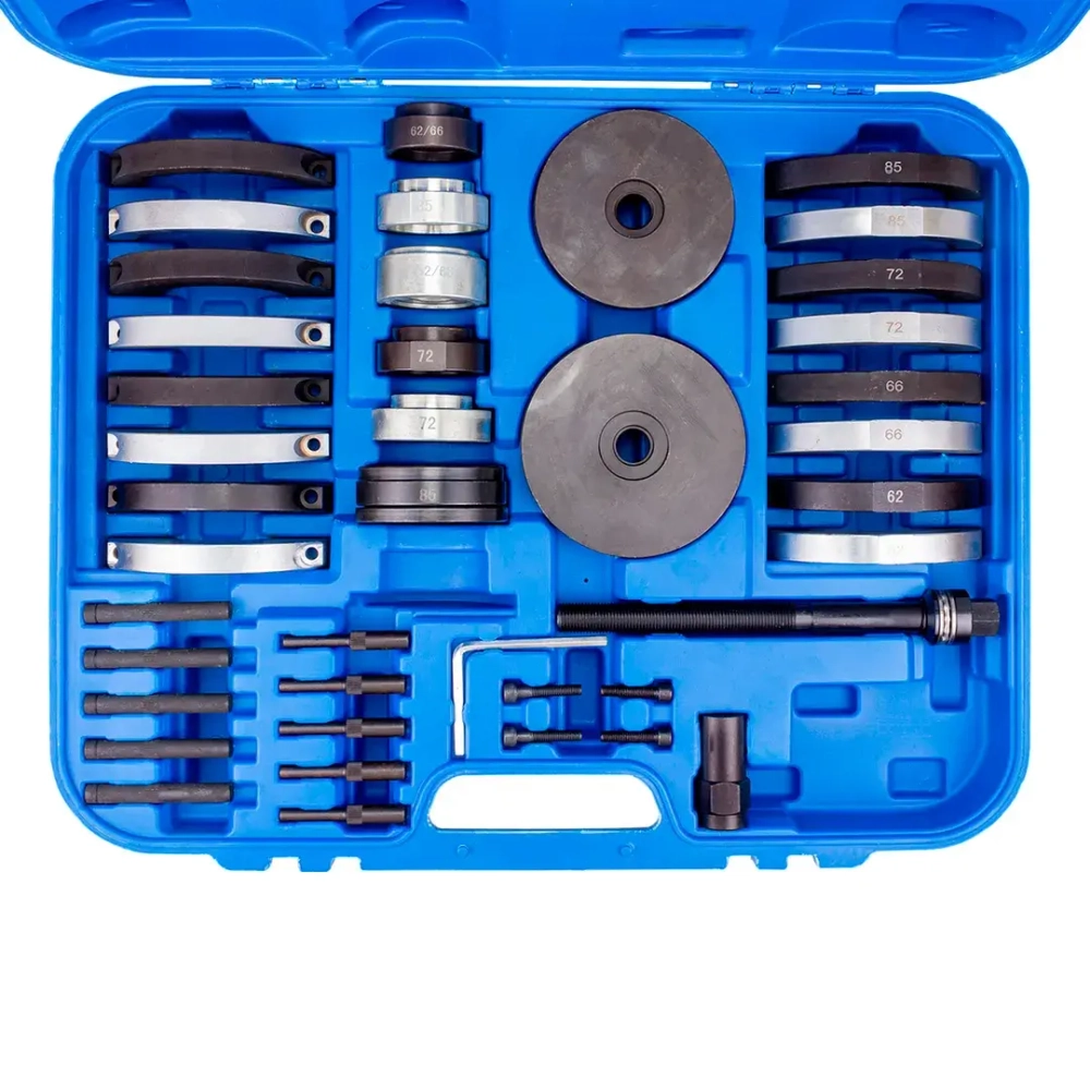 Набор инструментов для ступичных подшипниковVAG(?62 мм:VWLupo,AudiA2 1.21,?66 мм:VWPolo,Fabia,?72 мм:VWPolo,Fabia,?85 мм:VWT5/Touareg/Multivan)в кейсе RockForce##Rock FORCE RF-4305