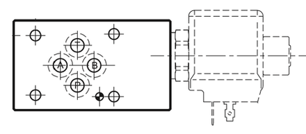 JYT-NG6-VC10-A-00 - Гидрораспределитель 2/2 седельный Ду 6 модульного монтажа с электроуправлением, в канале В, с электроуправление G24, CETOP3