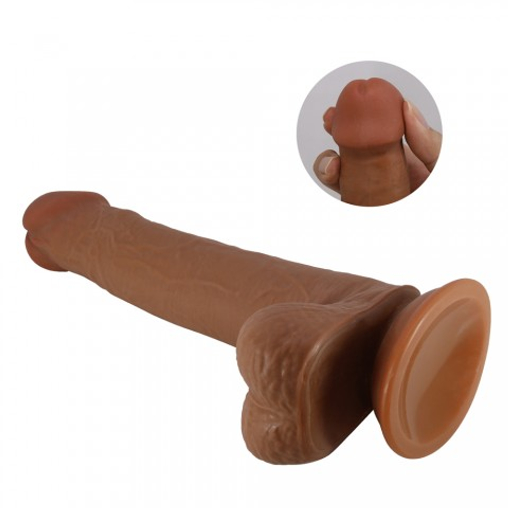 Реалистичный фаллоимитатор на присоске Tallen Sliding skin (22*4 см) коричневый