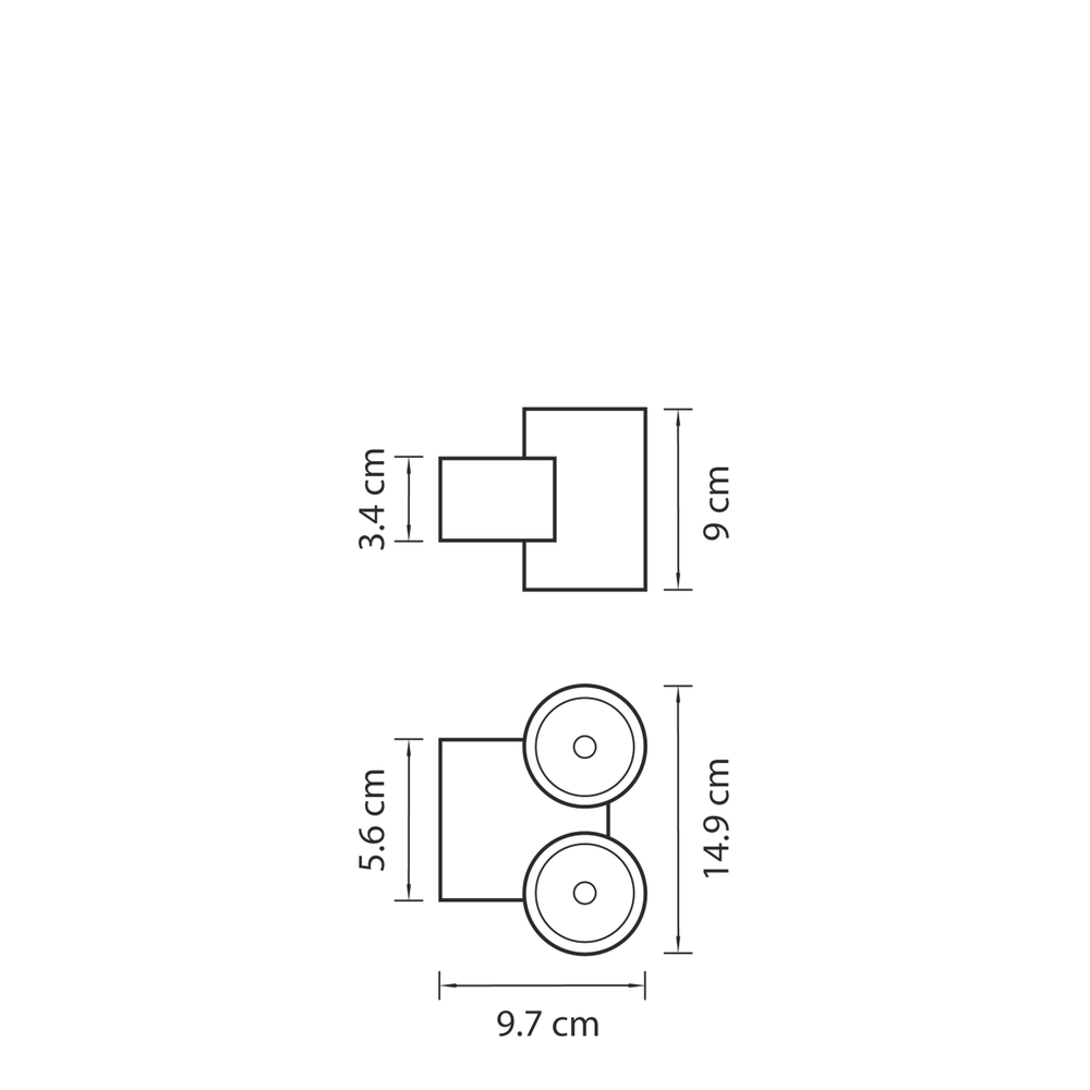 352692 Светильник PARO LED 2*2*6W 1920LM 24G СЕРЫЙ 3000K IP65
