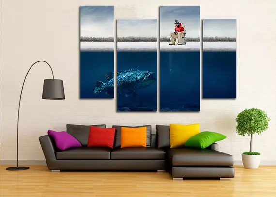 Модульная картина "Зимняя рыбалка"