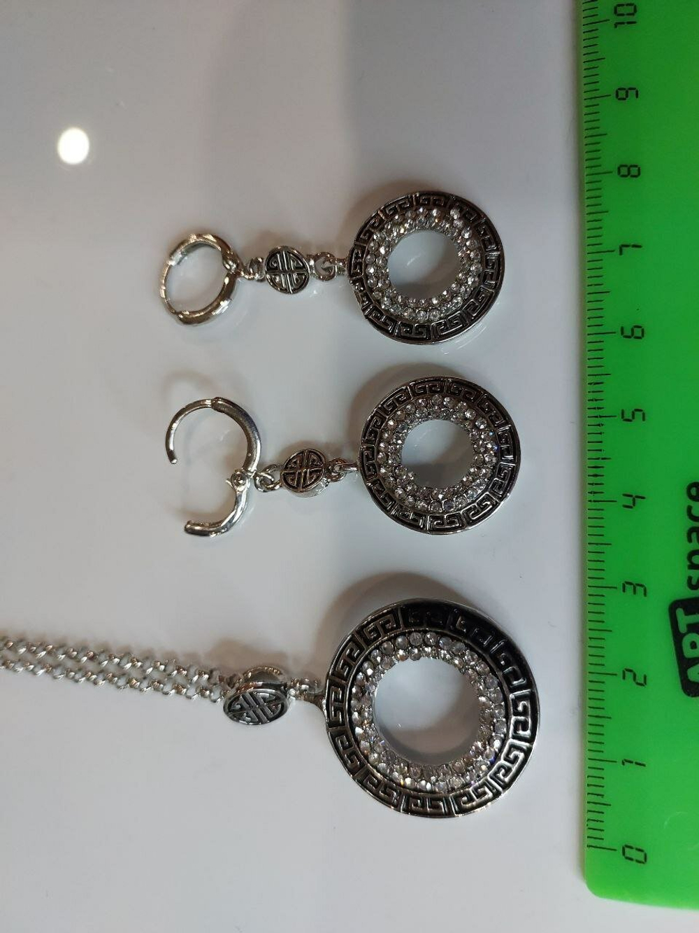 Комплект бижутерии классический женский. В греческом стиле. Набор, комплект серьги с подвесками "Греция"