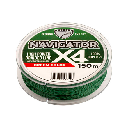 Шнур плетеный Navigator х4 d-0,22мм L-150м зеленый 16,20кг