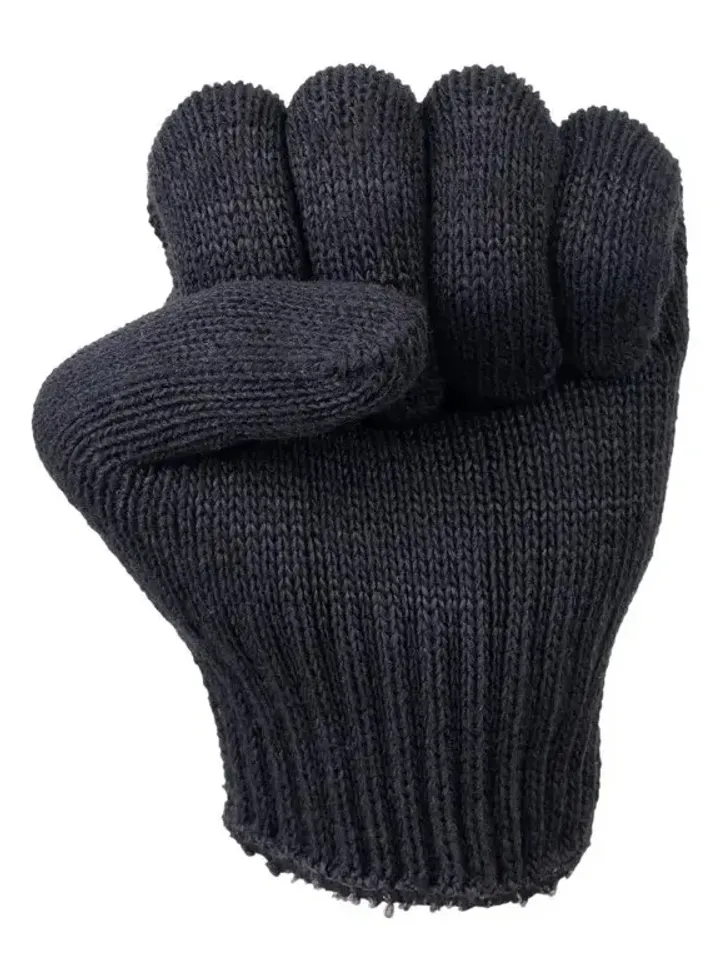Перчатки одинарные полушерсть (черно-серые)