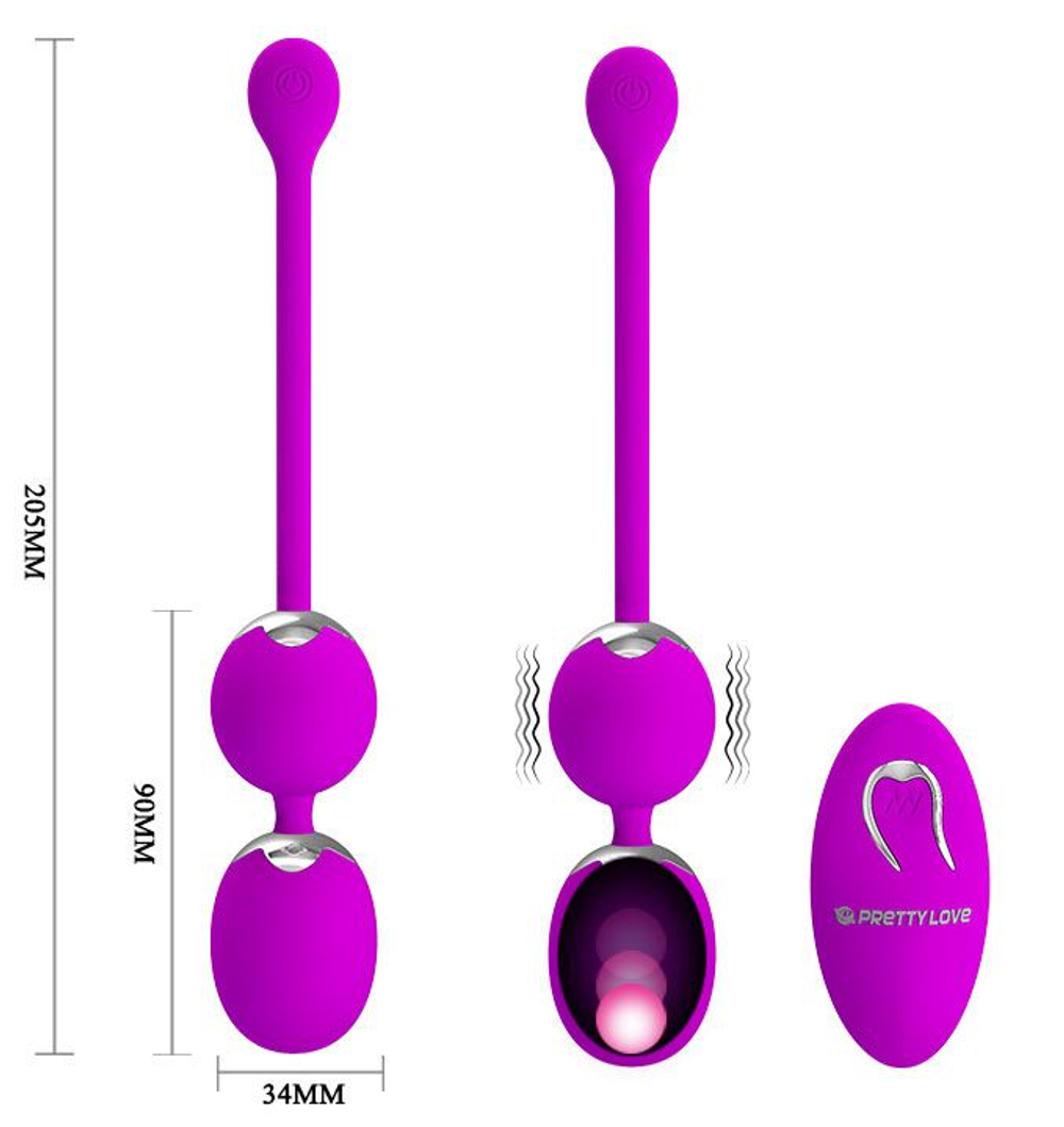 Baile Pretty Love Willie Вагинальные виброшарики на сцепке на пульте ДУ