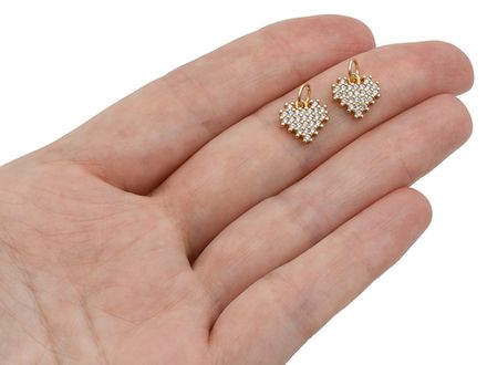 Подвеска Сердце-mini со стразами, 9мм
