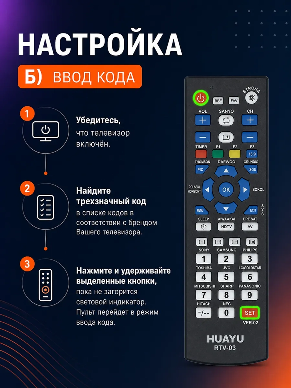 Универсальный пульт для телевизоров  PDUHRM1714 PDUHRM1714