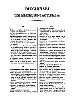 Diccionâri Mällorquí-Castëllâ, Y El Primer Que Se Hâ Donâd a Llum | F.P. Antoni