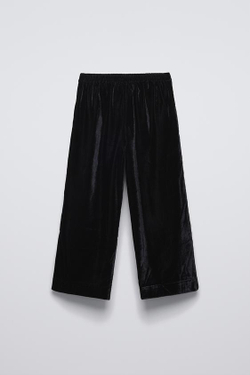 ZARA БАРХАТНЫЕ БРЮКИ С БУСИНАМИ, ЧЕРНЫЙ