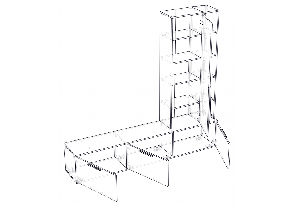 Готовая гостиная Woodville Филеста графит, дуб вотан комплектация 2