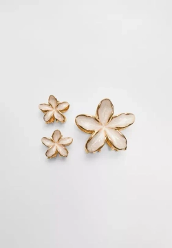 STRADIVARIUS Набор из 3 мини-заколок для волос в виде цветов, экрю