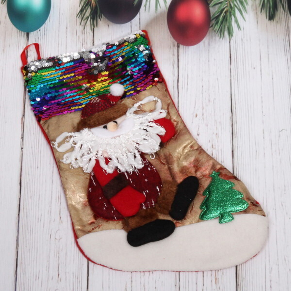 Носок новогодний CANDY 35*25 см «Краски нового года», микс