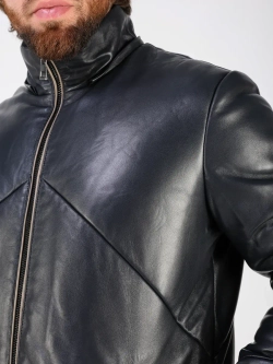 Куртка зимняя кожаная с капюшоном пуховик