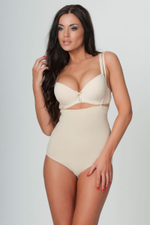 Корректирующие бесшовные женские трусики с высокой линией талии (Размер: M) (Цвет: белый)