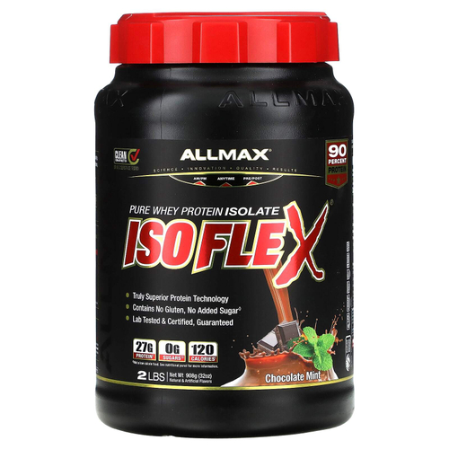 ALLMAX, ISOFLEX®, чистый изолят сывороточного протеина, со вкусом шоколада и мяты, 908 г (2 фунта)