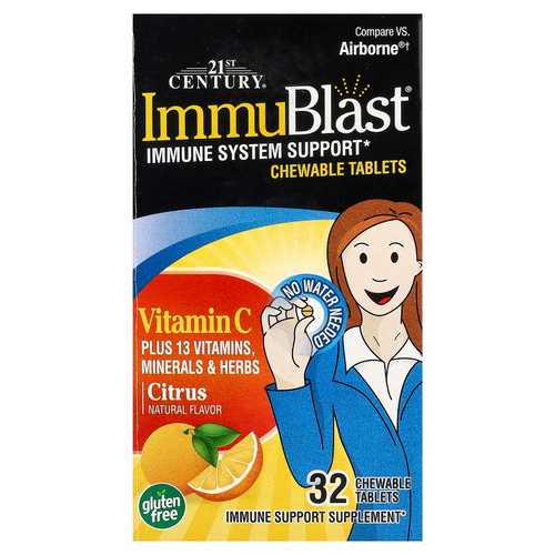 21st Century, ImmuBlast, витамин C, с цитрусовым вкусом, 32 жевательные таблетки