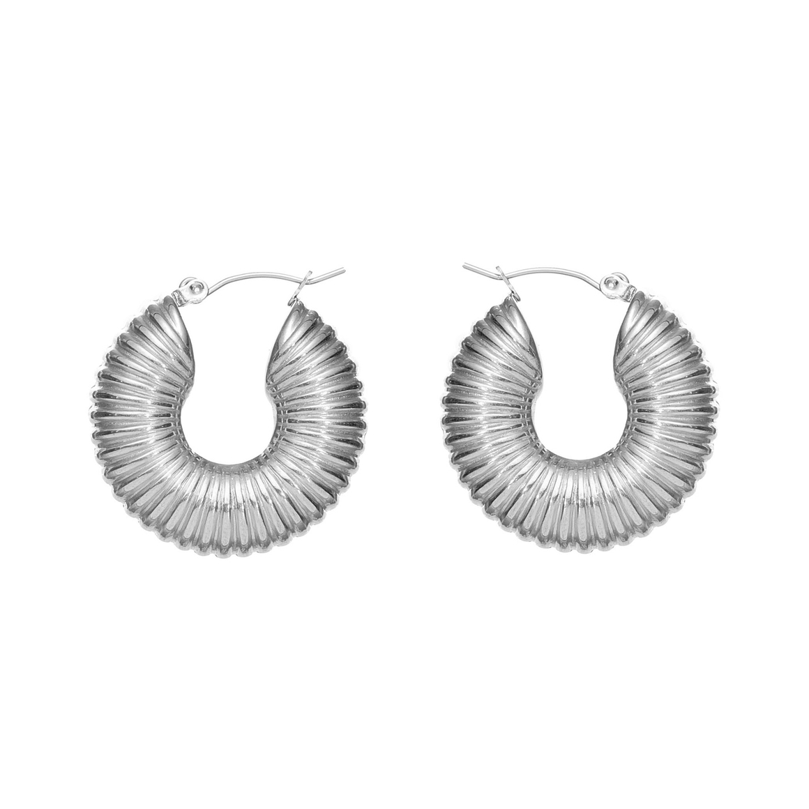 Серьги- кольца ребристые, серебро