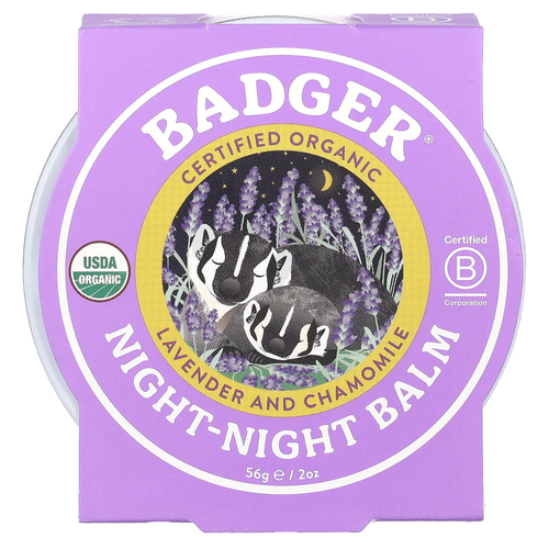 Badger, Organic, бальзам "ночь-ночь", лаванда и ромашка, 2 унции (56 г)