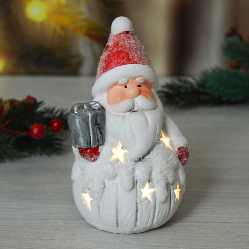 Сувенир новогодний с подсветкой в ассортименте 8*7*14см, батарейки в комплекте