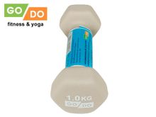 Гантель GO DO в виниловой матовой неопреновой оболочке.  Вес 1 кг.  (Белый)