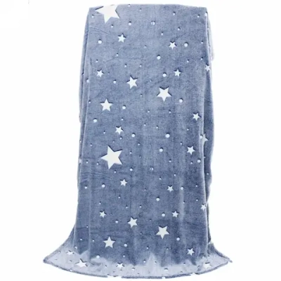 Плед 180*200см «Neon-Звездочки» светящийся, цвет голубой, микрофлис Ультрамарин