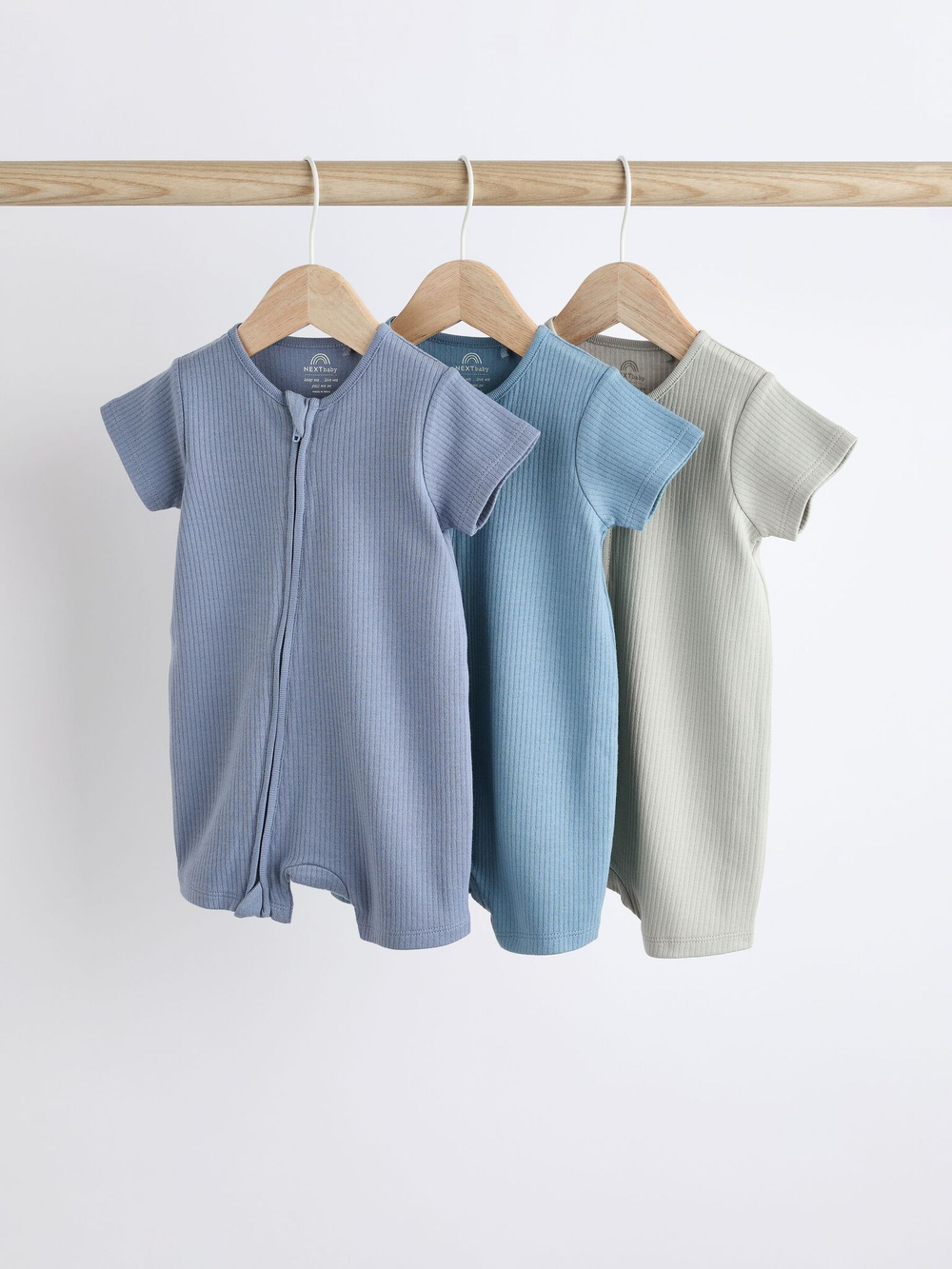 Боди с коротким рукавом для малышей Next Q53-624, 3 шт., Голубой, Хаки