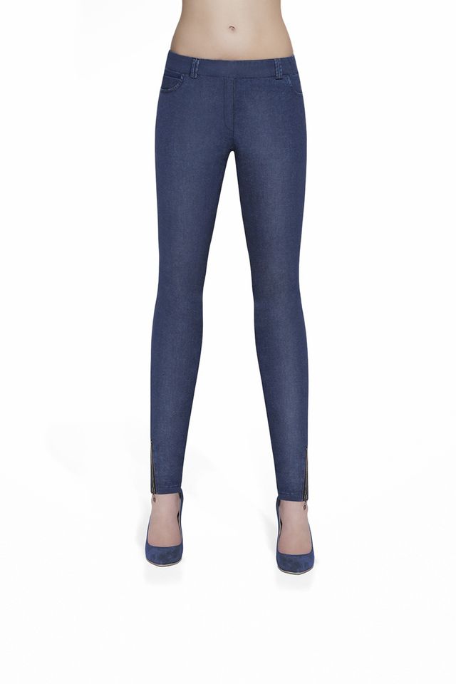 Темно-синие легинсы «под джинсы»