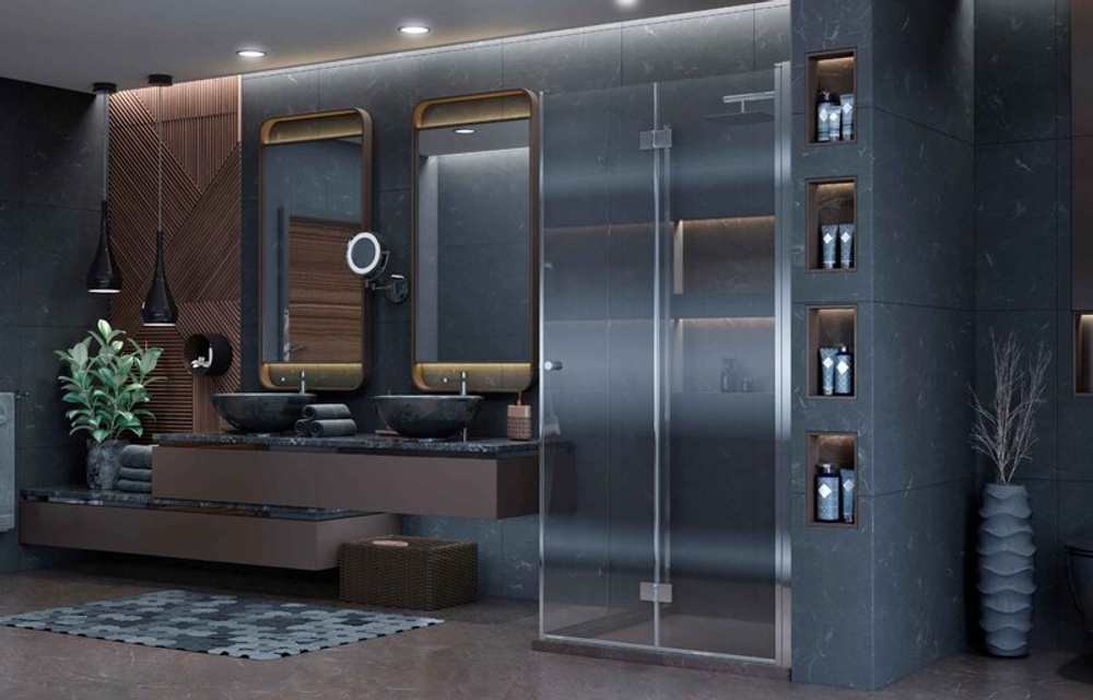 Душевое ограждение Ambassador Diamond 12011109 (90х90х200) квадрат,хром,стекло прозрачное,распашная-складная,1 место