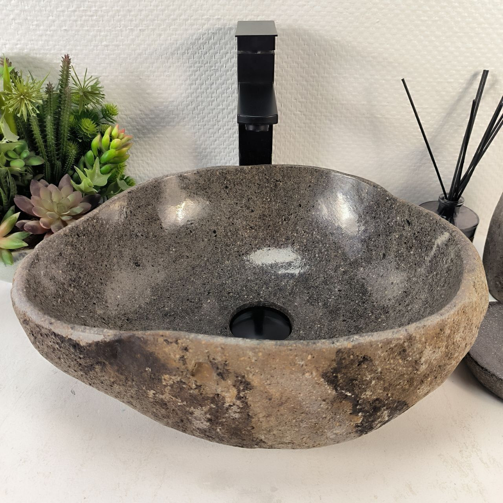 Каменная раковина из речного камня RS-05278 (41*32*15) 0861 из натурального камня