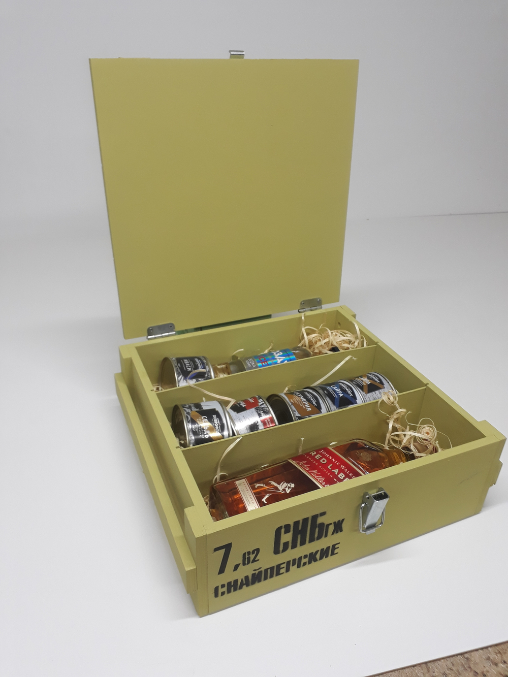 Короб винный деревянный серия "МИЛИТАРИ" №3, на 3 бутылки, цвет зеленый