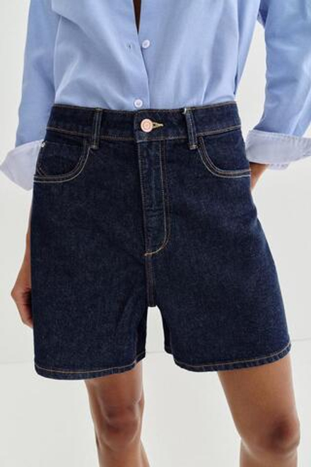 ZARA ШОРТЫ Z1975 MOM FIT, СИНИЙ