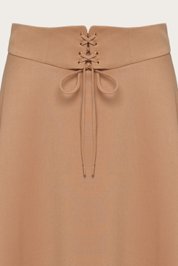 Бежевая юбка-макси со шнуровкой на поясе "Фелиция"