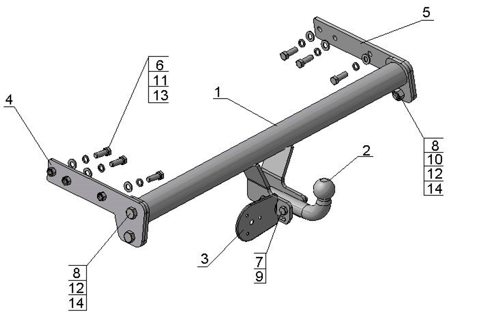 Фаркоп для Ford S-Max (2006-2010) (без электрики) (паспорт и сертификат) AvtoS.FD15