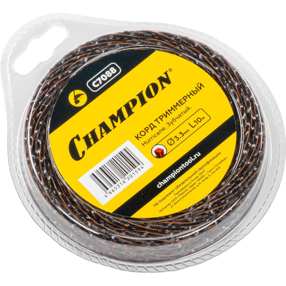 Леска CHAMPION Hurricane saw twist 3,3*10 м (зубчатая витая)   C7088