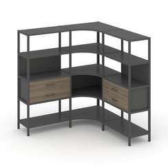 Shelf System Трехсекционный угловой стеллаж четырехярусный с ящиками SN.STMU-431 Антрацит/Вяз Благор